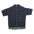 TOMMY HILFIGER Mens Navy Shirt M Embroidered Crest Cotton Button Front