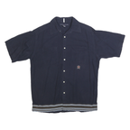 TOMMY HILFIGER Mens Navy Shirt M Embroidered Crest Cotton Button Front
