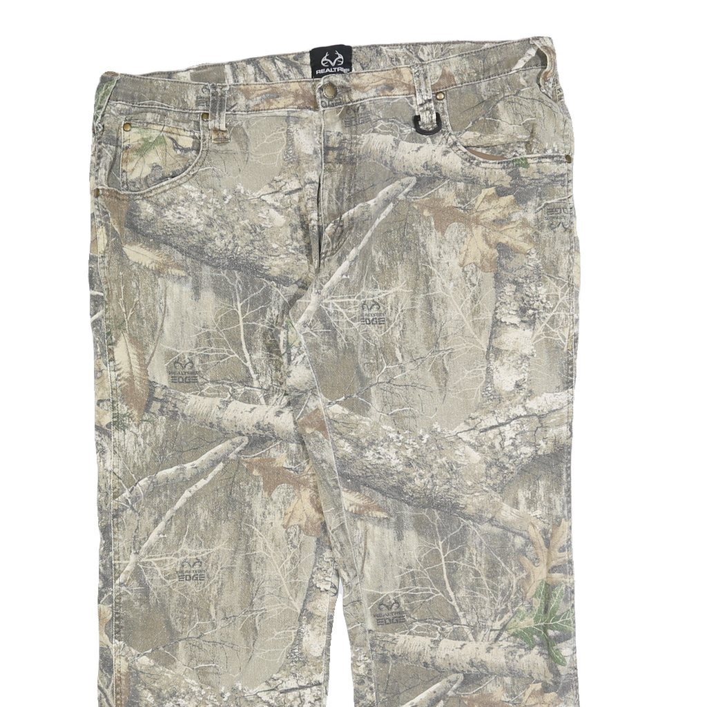REAL TREE Mens Cotton Blend Camouflage Regular Fit Straight Trousers W38 L30