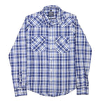 ST DIEGO Mens Blue & White Check Shirt M Casual Cotton Blend Long Sleeve