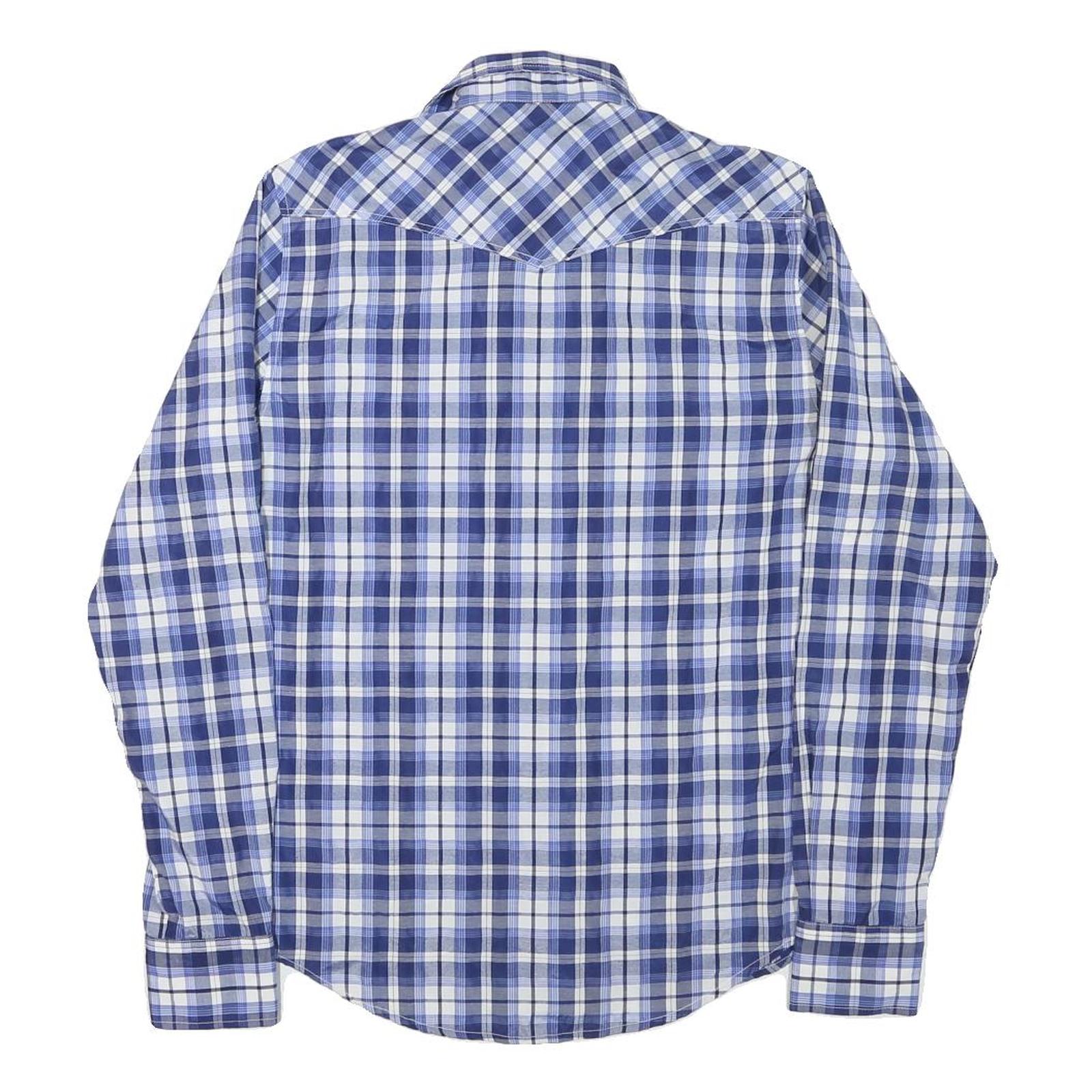 ST DIEGO Mens Blue & White Check Shirt M Casual Cotton Blend Long Sleeve