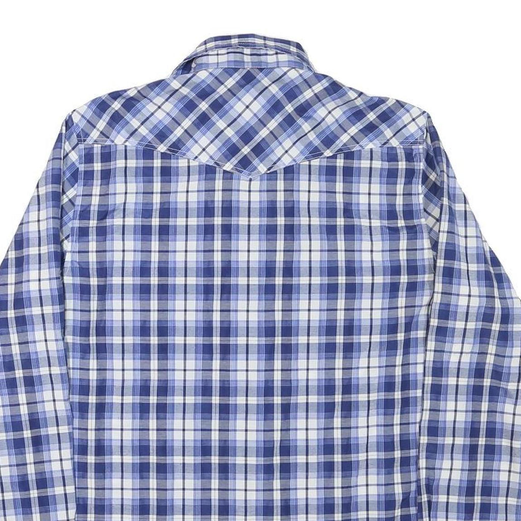 ST DIEGO Mens Blue & White Check Shirt M Casual Cotton Blend Long Sleeve