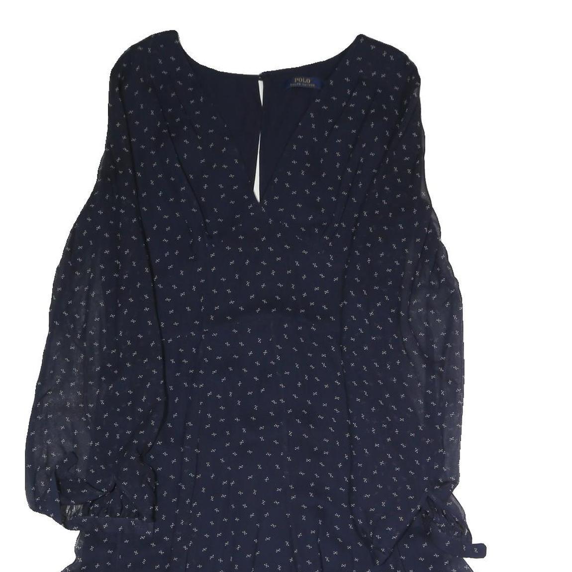 POLO RALPH LAUREN Womens Blue Day Chiffon Floral Long Sleeve Midi Dress M