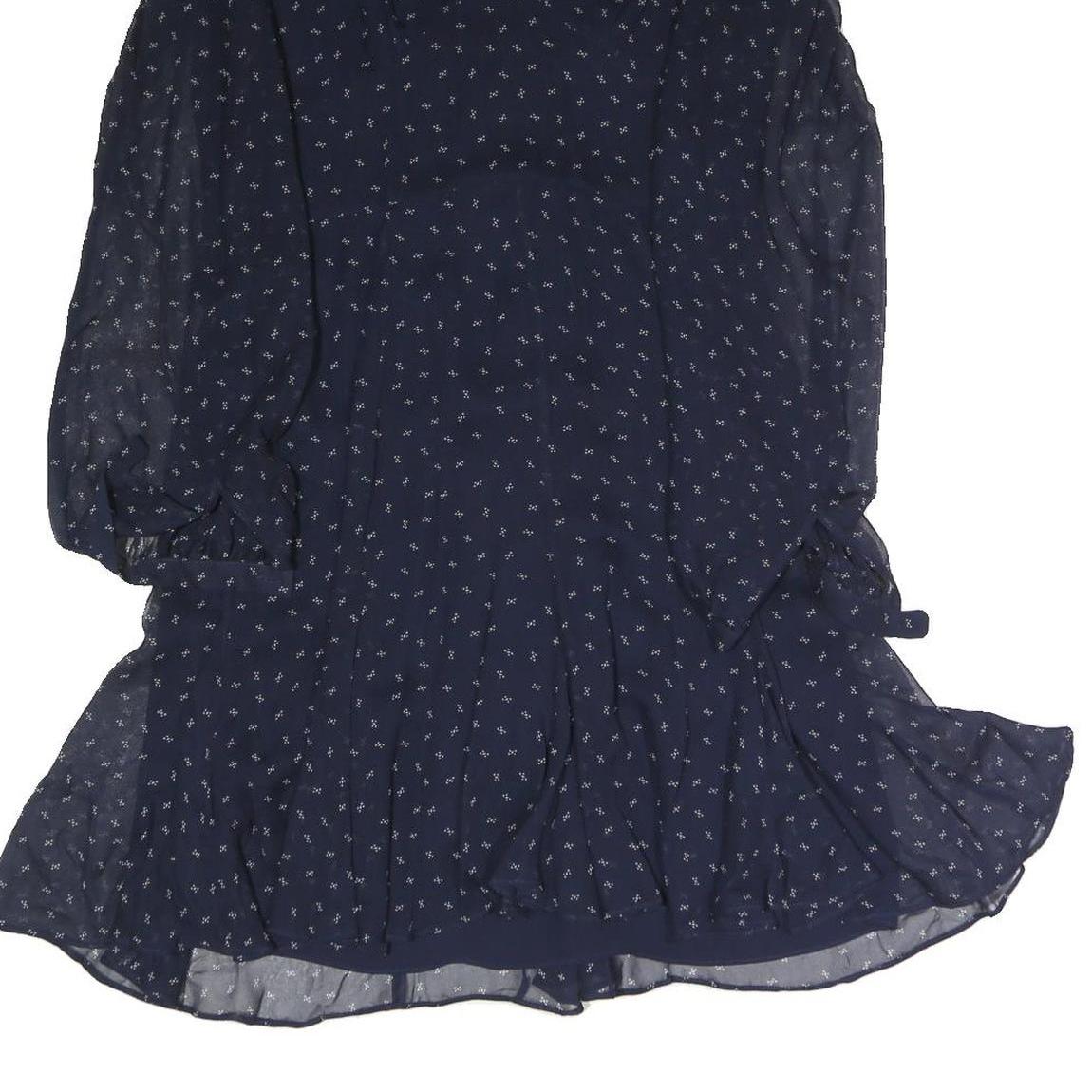 POLO RALPH LAUREN Womens Blue Day Chiffon Floral Long Sleeve Midi Dress M