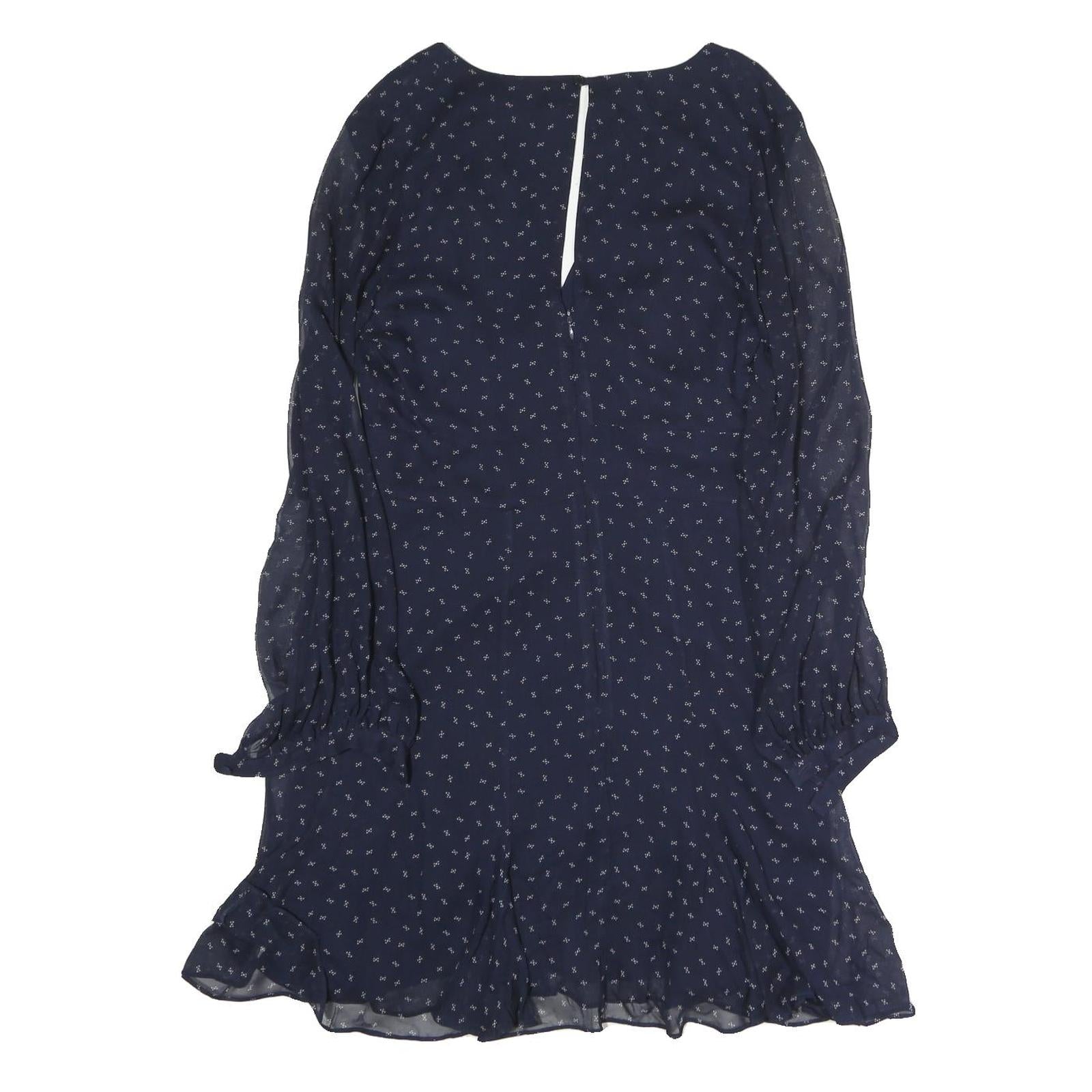 POLO RALPH LAUREN Womens Blue Day Chiffon Floral Long Sleeve Midi Dress M