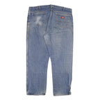 DICKIES Mens Jeans Blue Regular Straight Denim Medium W46 L32 Workwear Zip