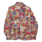 THATS ME Womens Red Printed Blouse Long Sleeve Collared M Vintage Style