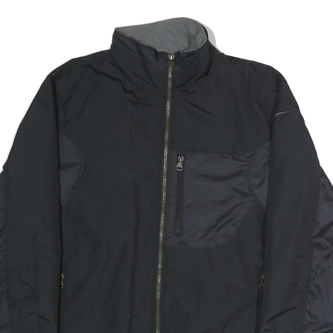 NIKE Mens Black & Grey Zip Jacket M Polyester Blend Sportswear Casual