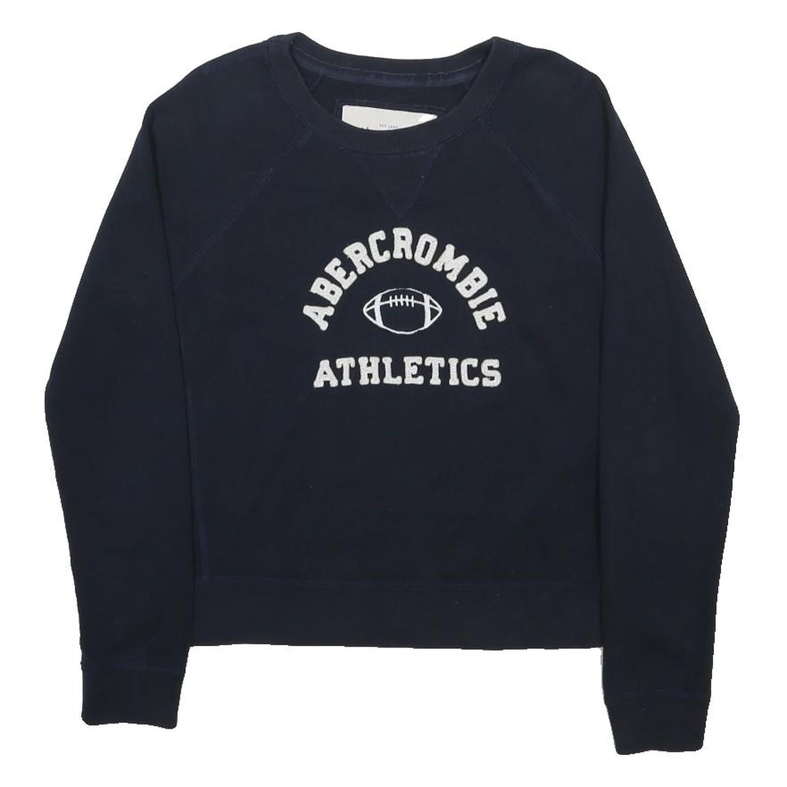 ABERCROMBIE & FITCH Womens Navy Blue Crew Neck M Sweatshirt Athletics Cotton
