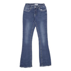 BAMBOO JEANS Womens Regular Fit Flared Denim Medium Blue W24 L32 Embellished