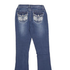 BAMBOO JEANS Womens Regular Fit Flared Denim Medium Blue W24 L32 Embellished