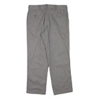 DICKIES Mens Cotton Blend Grey Regular Straight Trousers W34 L29 Workwear
