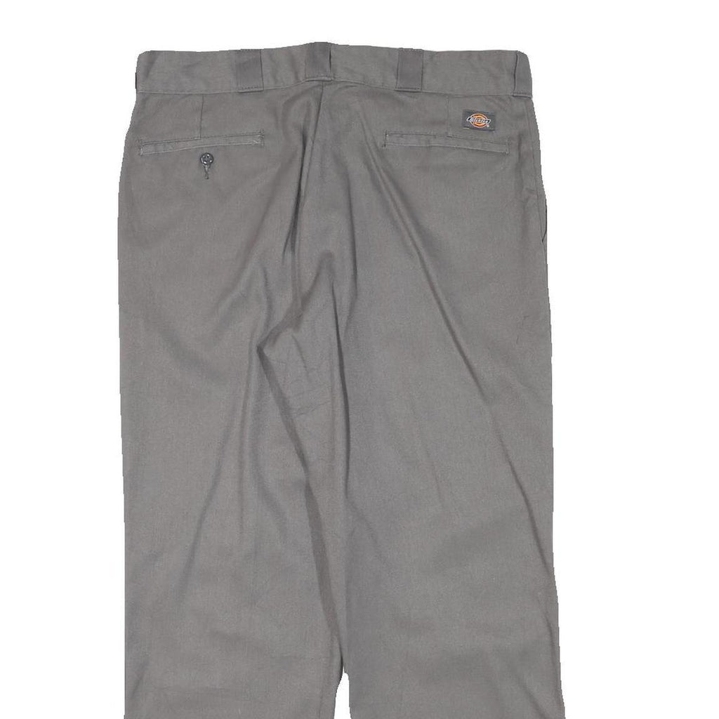 DICKIES Mens Cotton Blend Grey Regular Straight Trousers W34 L29 Workwear