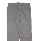 DICKIES Mens Cotton Blend Grey Regular Straight Trousers W34 L29 Workwear