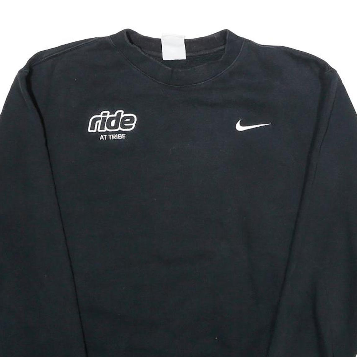 NIKE Mens Black Ride At Tribe Crew Neck S Sweatshirt Cotton Blend Casual