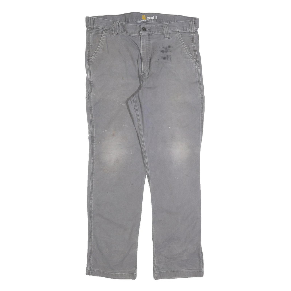 CARHARTT Mens Cotton Blend Grey Relaxed Straight Trousers W36 L32 Workwear