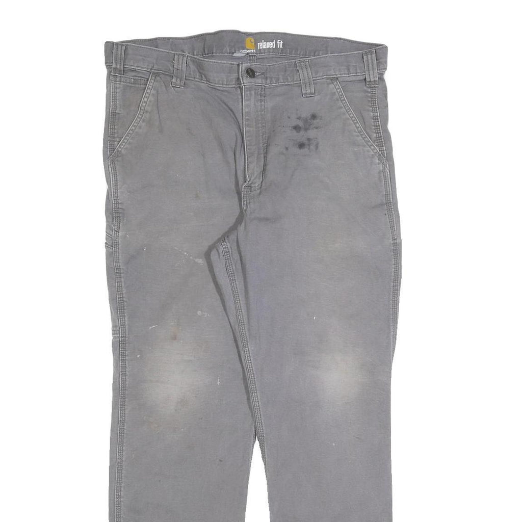 CARHARTT Mens Cotton Blend Grey Relaxed Straight Trousers W36 L32 Workwear
