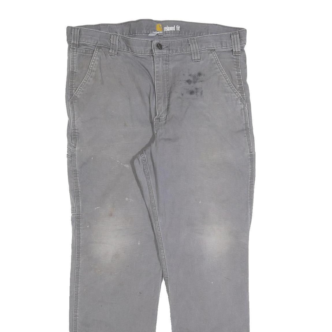 CARHARTT Mens Cotton Blend Grey Relaxed Straight Trousers W36 L32 Workwear