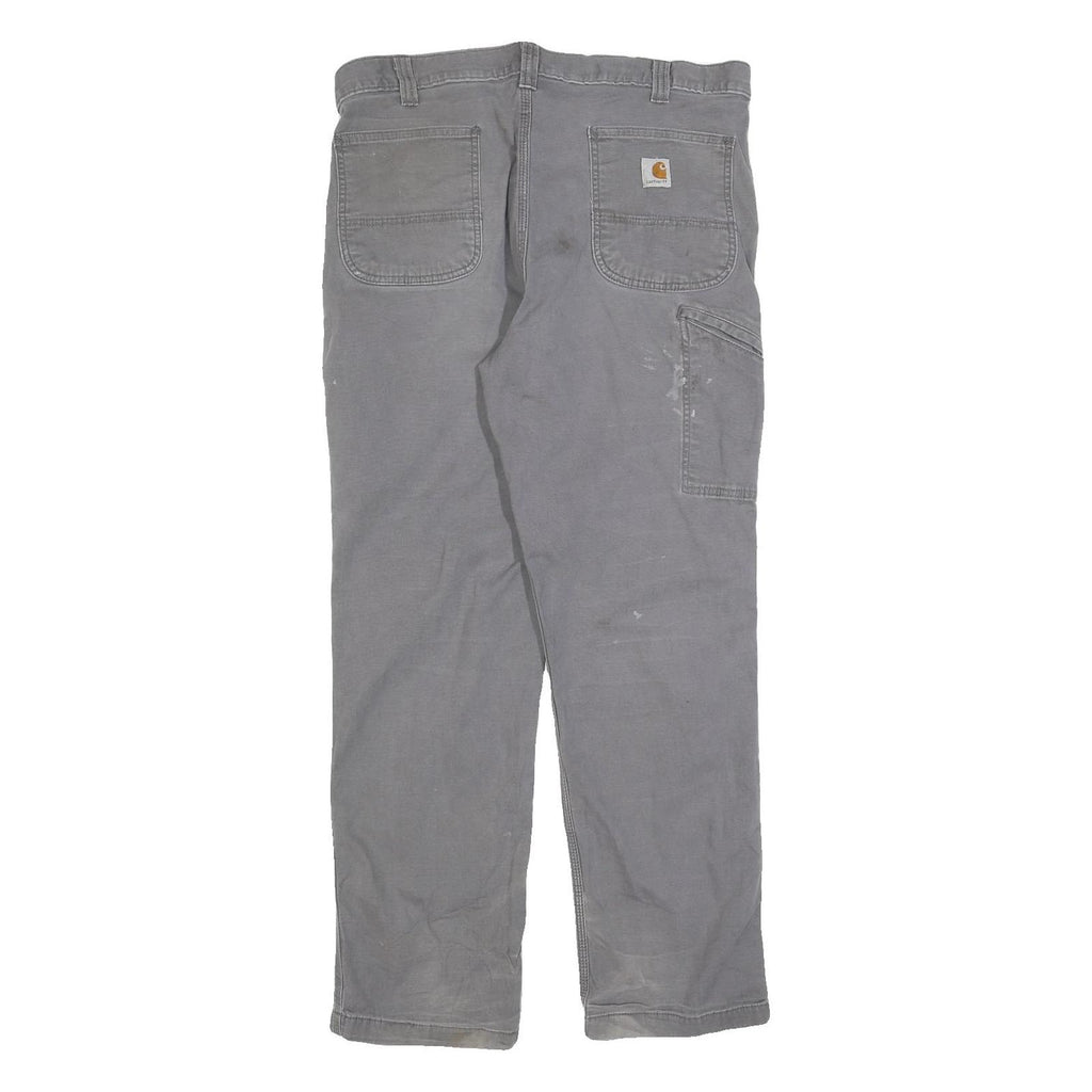 CARHARTT Mens Cotton Blend Grey Relaxed Straight Trousers W36 L32 Workwear