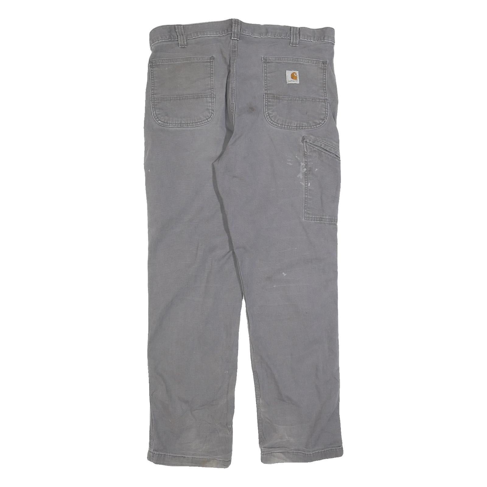 CARHARTT Mens Cotton Blend Grey Relaxed Straight Trousers W36 L32 Workwear
