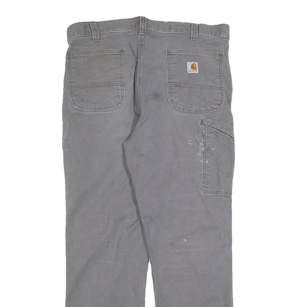 CARHARTT Mens Cotton Blend Grey Relaxed Straight Trousers W36 L32 Workwear