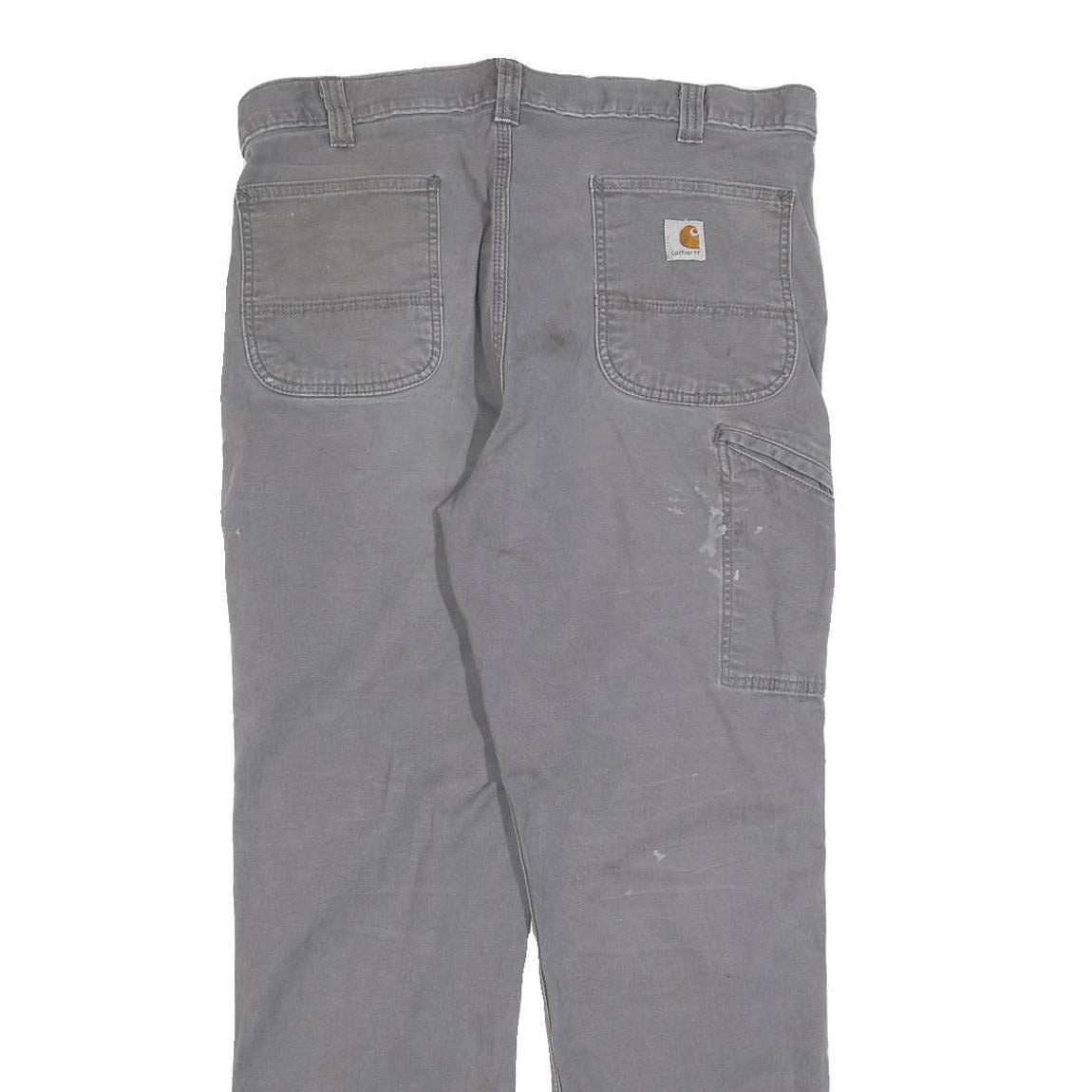 CARHARTT Mens Cotton Blend Grey Relaxed Straight Trousers W36 L32 Workwear