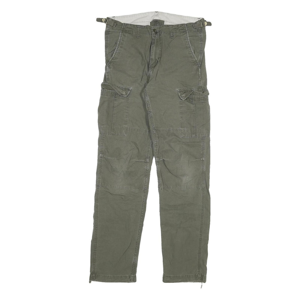 CARHARTT Mens Cotton Blend Green Regular Cargo Trousers W29 L32 Workwear Zip