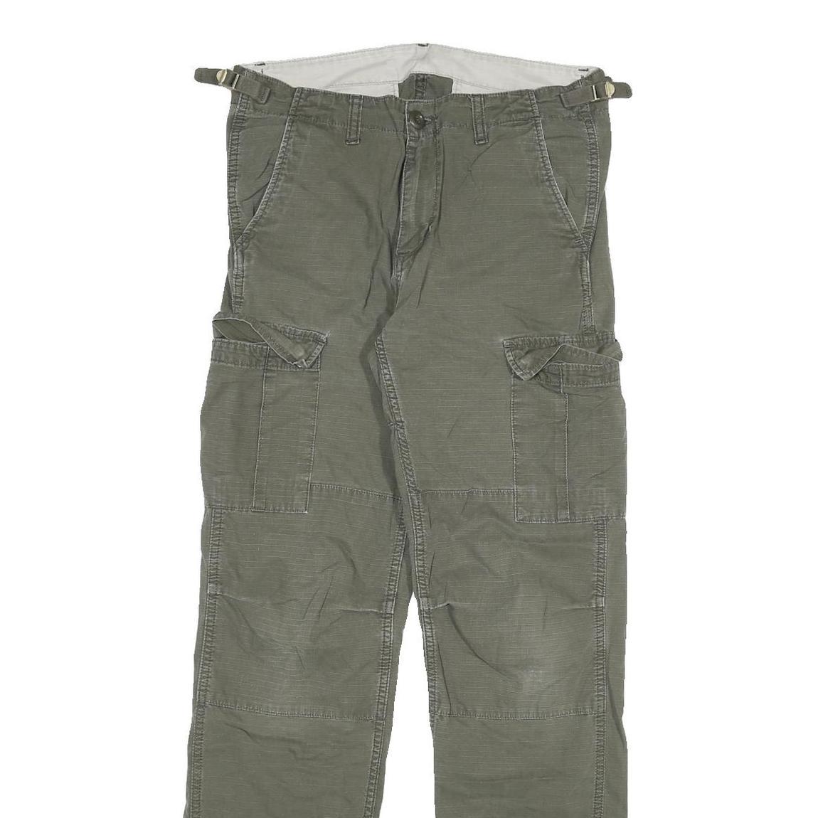 CARHARTT Mens Cotton Blend Green Regular Cargo Trousers W29 L32 Workwear Zip