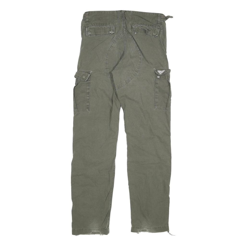 CARHARTT Mens Cotton Blend Green Regular Cargo Trousers W29 L32 Workwear Zip