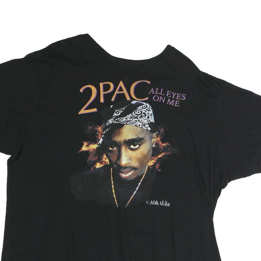 TUPAC Mens Black 2PAC All Eyes On Me Graphic T-Shirt XL Short Sleeve Crew Neck