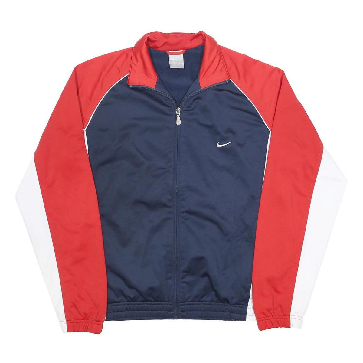 NIKE Mens Navy & Red Track Jacket M Polyester Zip Plain Sportswear
