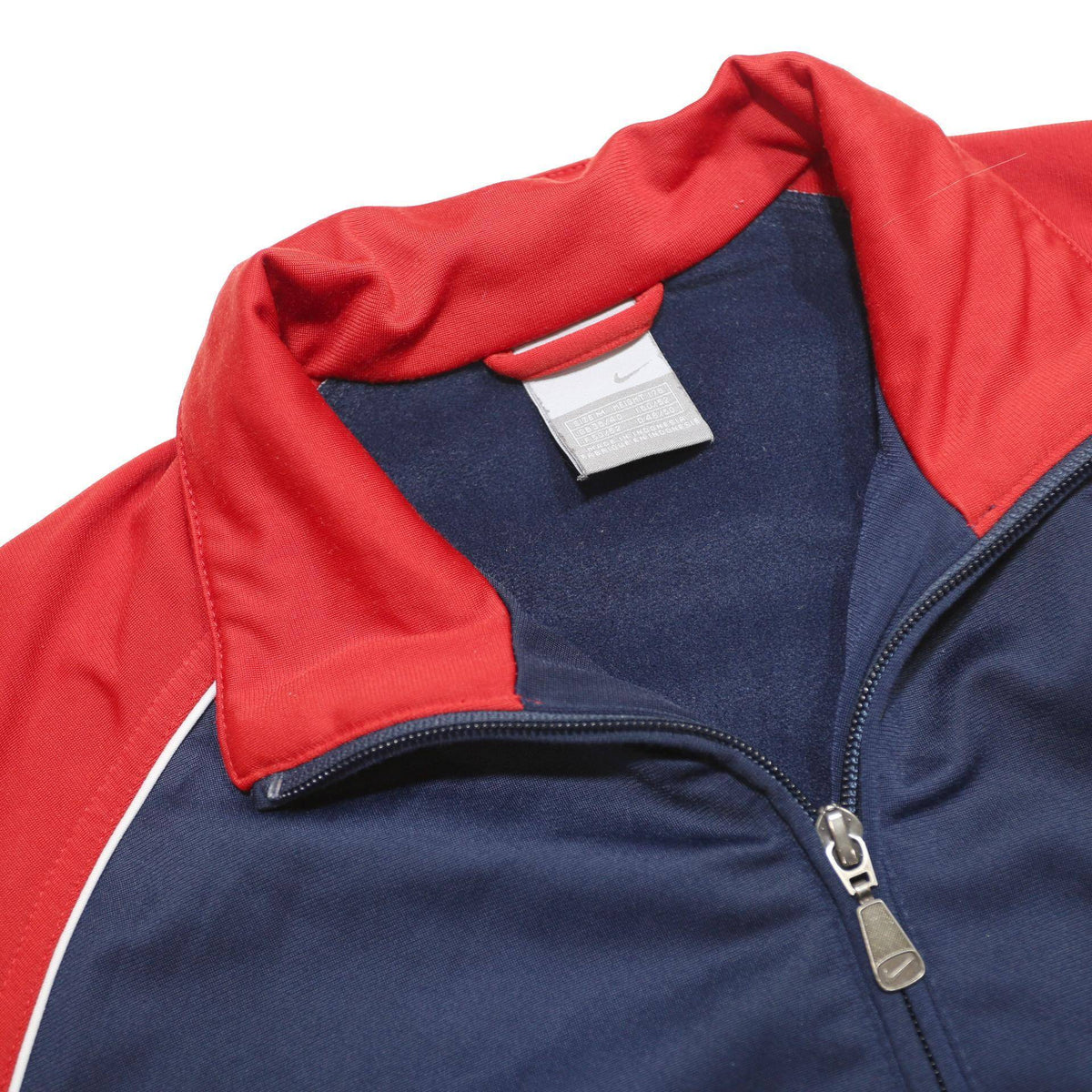 NIKE Mens Navy & Red Track Jacket M Polyester Zip Plain Sportswear