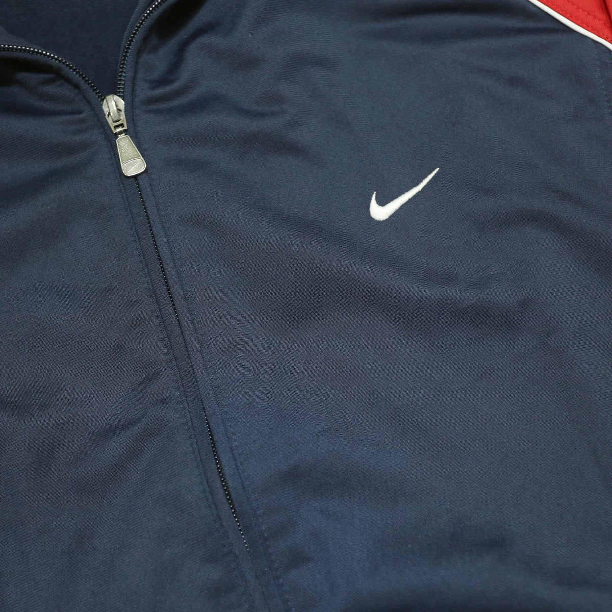 NIKE Mens Navy & Red Track Jacket M Polyester Zip Plain Sportswear
