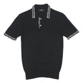 VERSACE Womens Black Wool Blend Polo Shirt XS Short Sleeve Geometric Trim