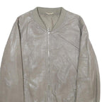 Womens Grey Faux Leather Bomber Jacket XL Woven Plain Zip Closure Pocket