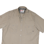 DICKIES Mens Beige Cotton Blend Work Shirt 2XL Button Pocket Short Sleeve