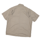 DICKIES Mens Beige Cotton Blend Work Shirt 2XL Button Pocket Short Sleeve