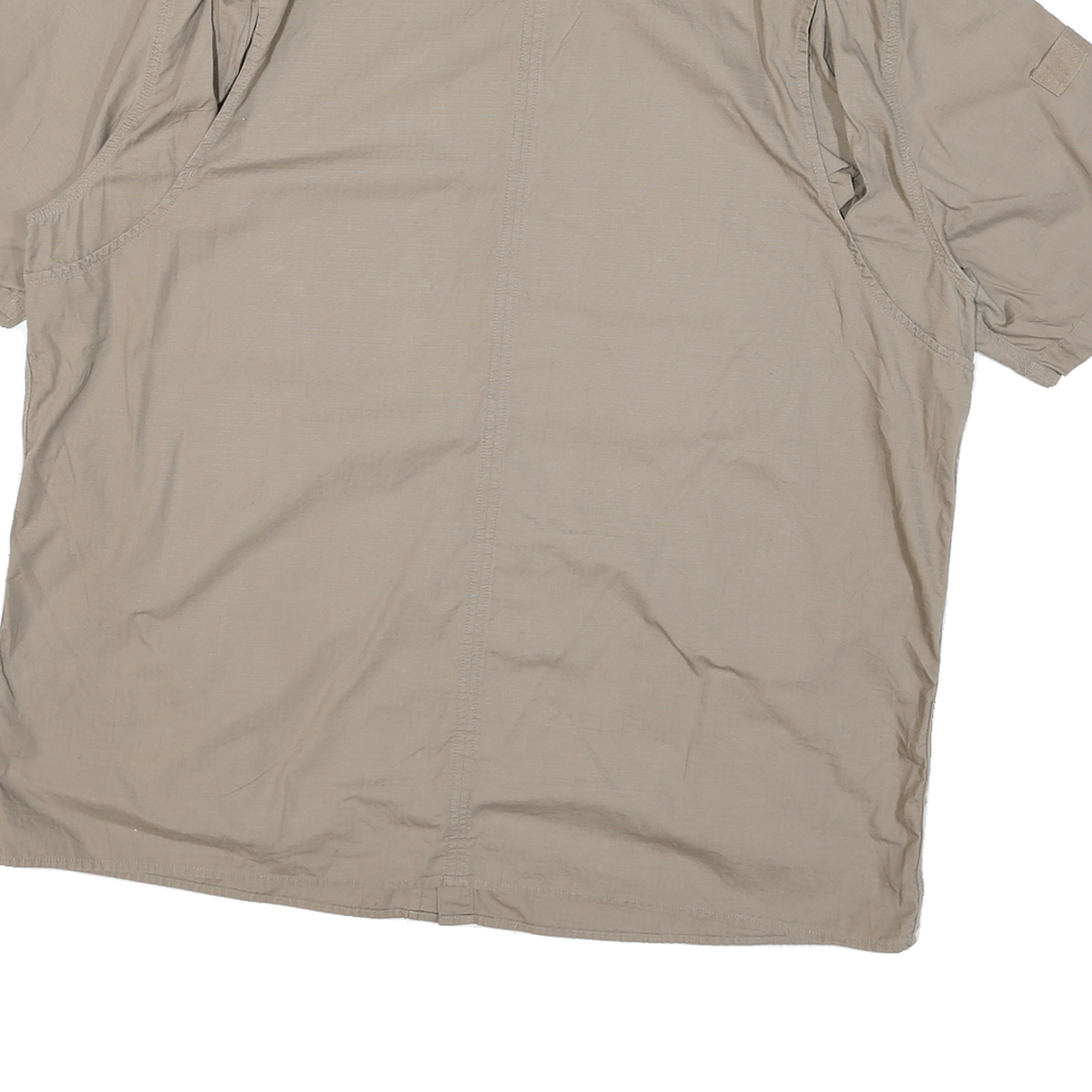 DICKIES Mens Beige Cotton Blend Work Shirt 2XL Button Pocket Short Sleeve