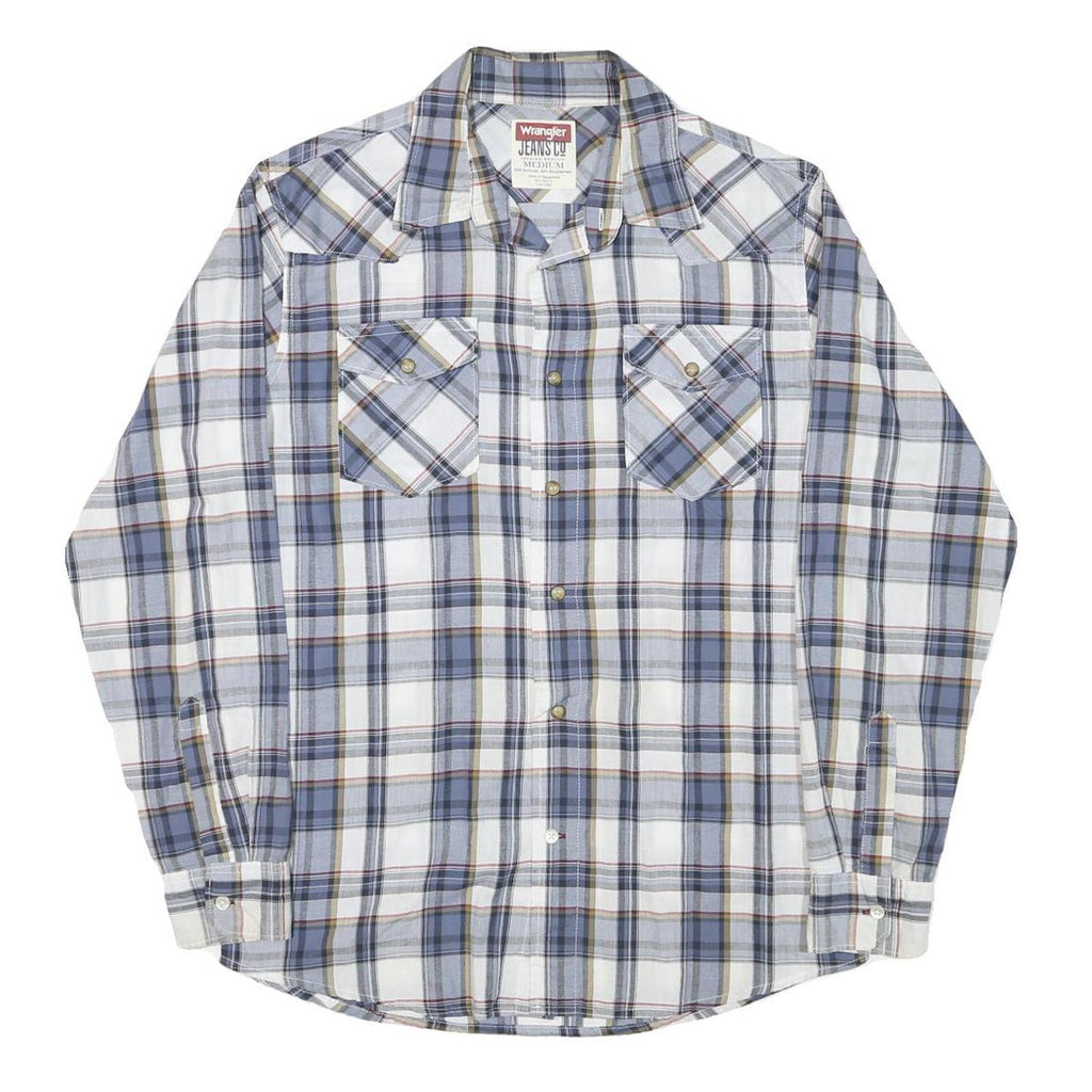 WRANGLER Mens Blue & Grey Check Shirt M Long Sleeve Cotton Blend Casual Button
