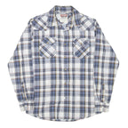 WRANGLER Mens Blue & Grey Check Shirt M Long Sleeve Cotton Blend Casual Button