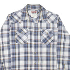 WRANGLER Mens Blue & Grey Check Shirt M Long Sleeve Cotton Blend Casual Button