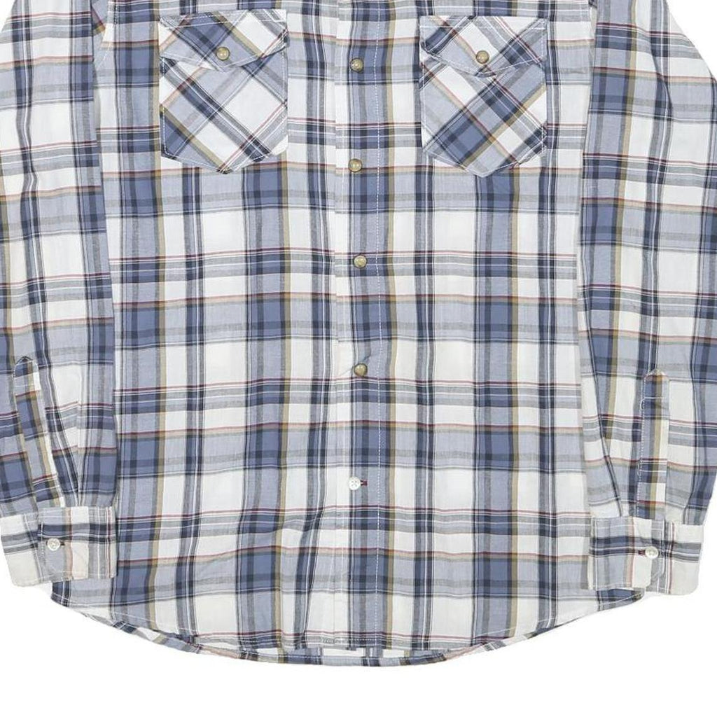 WRANGLER Mens Blue & Grey Check Shirt M Long Sleeve Cotton Blend Casual Button