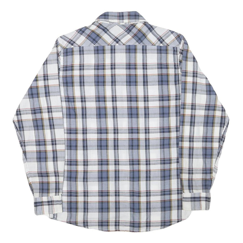 WRANGLER Mens Blue & Grey Check Shirt M Long Sleeve Cotton Blend Casual Button