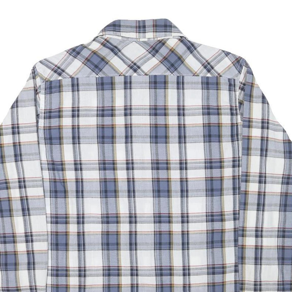 WRANGLER Mens Blue & Grey Check Shirt M Long Sleeve Cotton Blend Casual Button