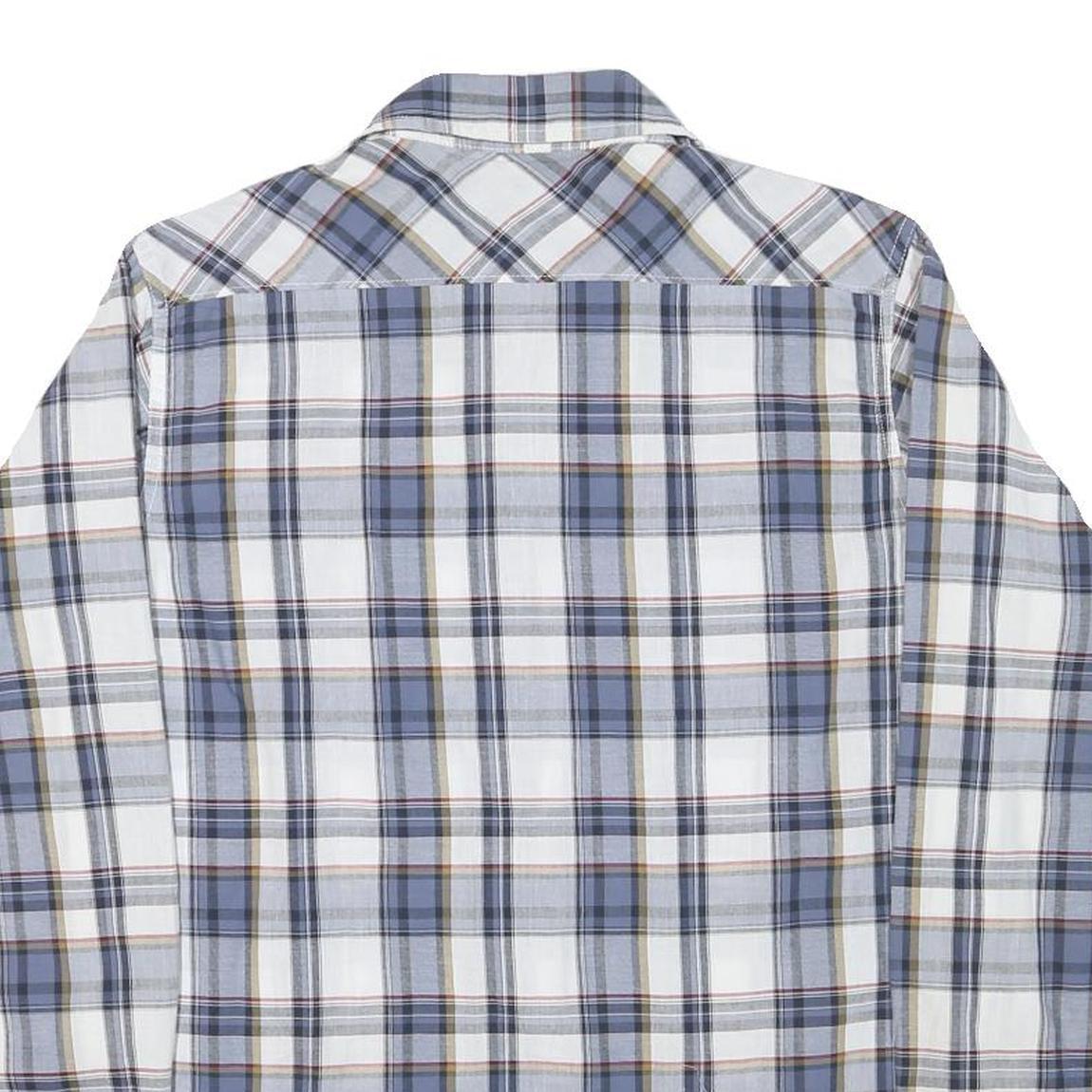 WRANGLER Mens Blue & Grey Check Shirt M Long Sleeve Cotton Blend Casual Button