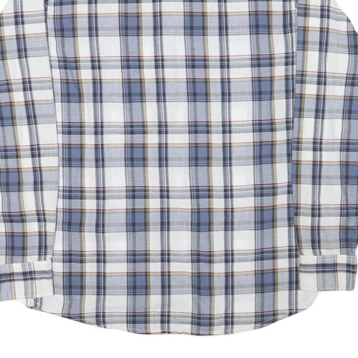 WRANGLER Mens Blue & Grey Check Shirt M Long Sleeve Cotton Blend Casual Button