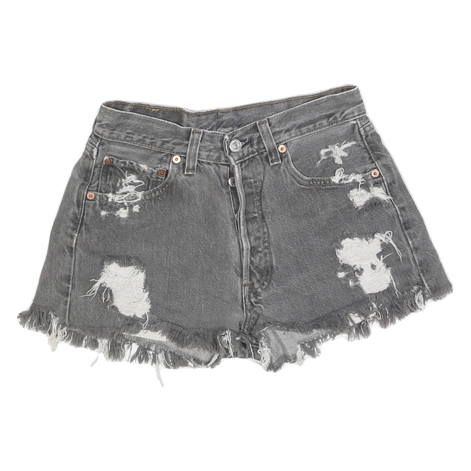 LEVI'S Womens Shorts Grey Distressed Denim XS W26 Ripped Frayed Hem Casual