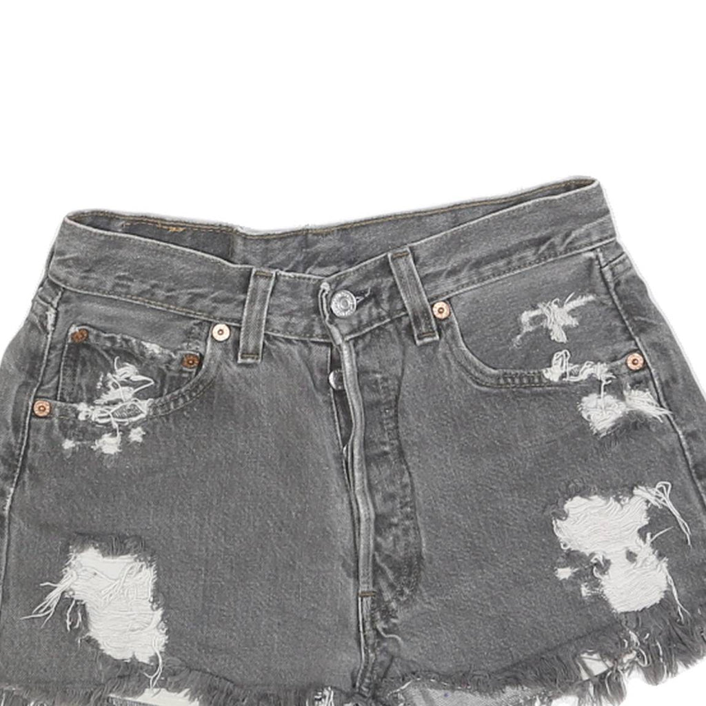 LEVI'S Womens Shorts Grey Distressed Denim XS W26 Ripped Frayed Hem Casual
