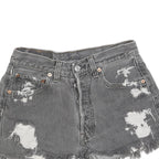 LEVI'S Womens Shorts Grey Distressed Denim XS W26 Ripped Frayed Hem Casual
