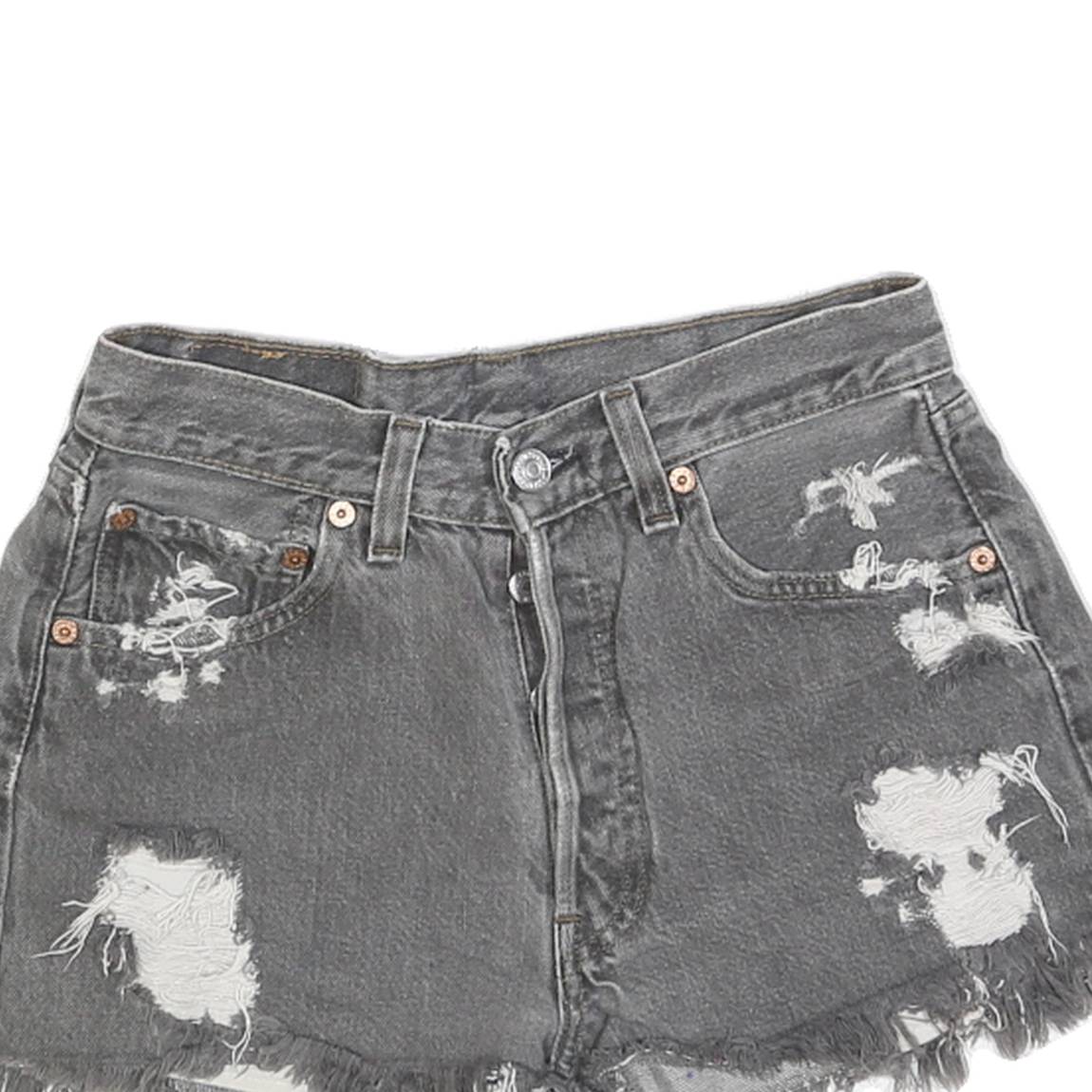 LEVI'S Womens Shorts Grey Distressed Denim XS W26 Ripped Frayed Hem Casual